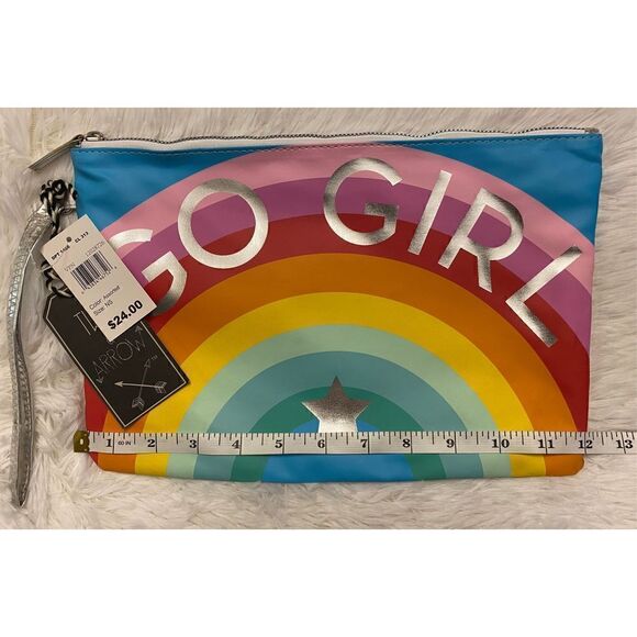NWT Twig & Arrow Rainbow And Silver Go Girl Multipurpose Cosmetic Bag - Picture 9 of 11